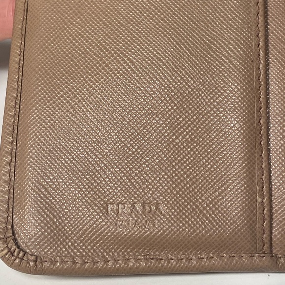 Prada Saffiano Leather Bifold Wallet In Beige - Picture 5 of 13